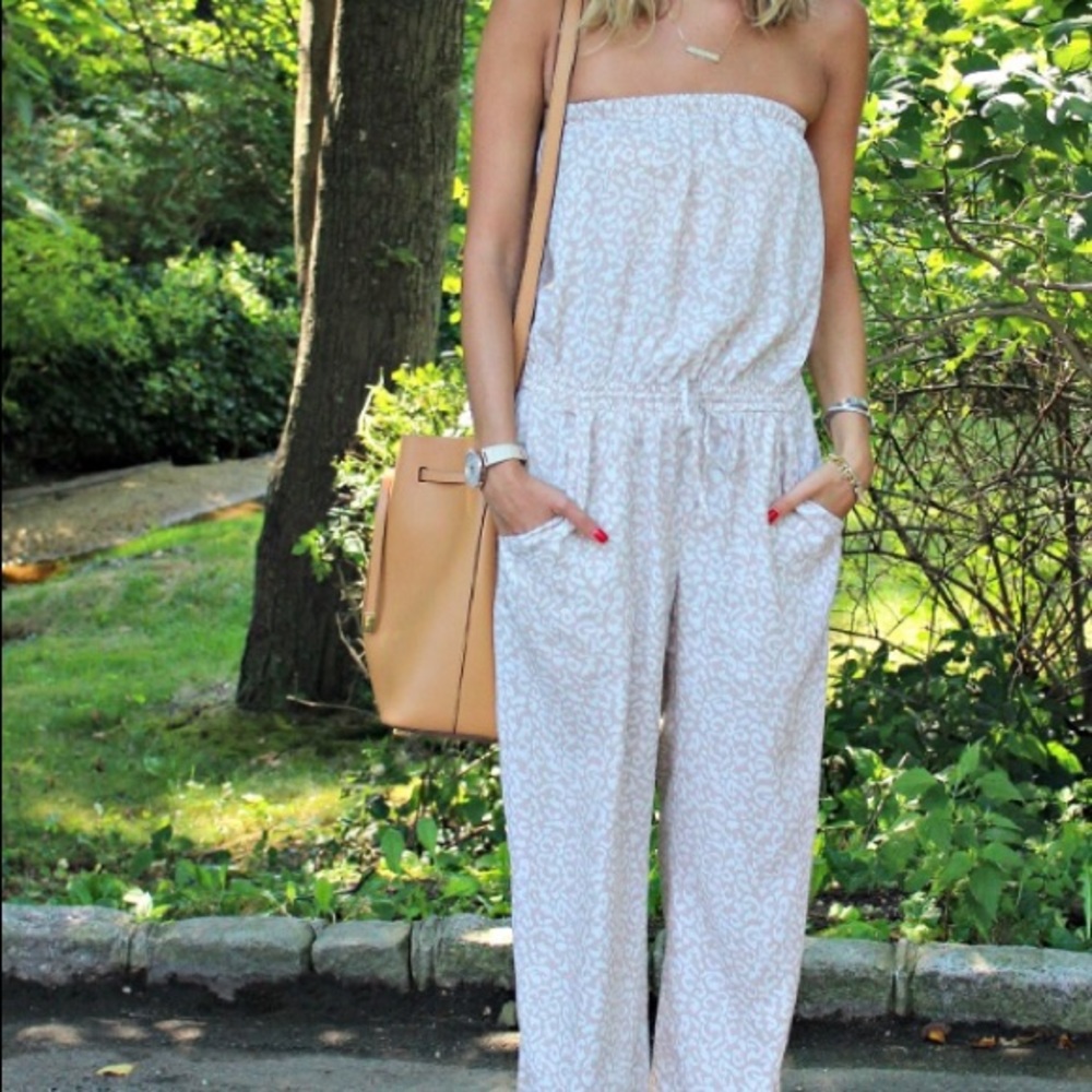 Loft strapless nude leopard print romper